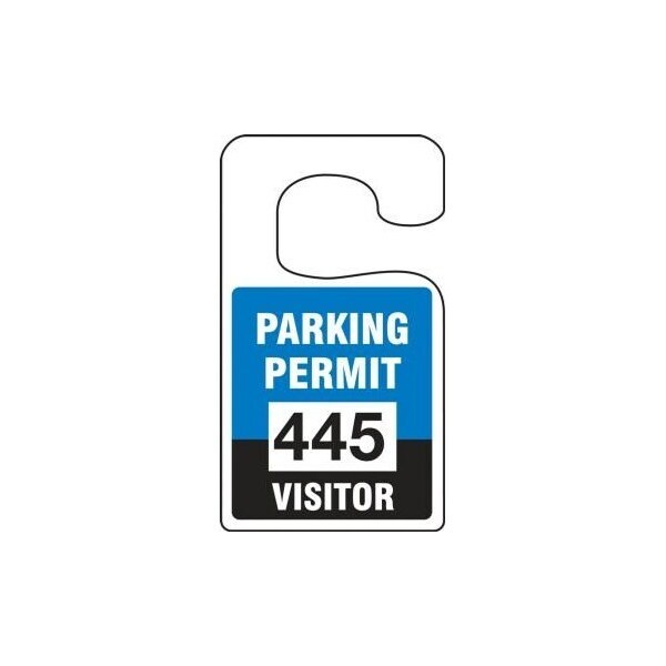 Accuform Parking Permit Tag, VISITOR Numbered 500-599, Yellow, 5in x 3in, Laminated PF-Cardstock, 100PK TNT270YLF - main